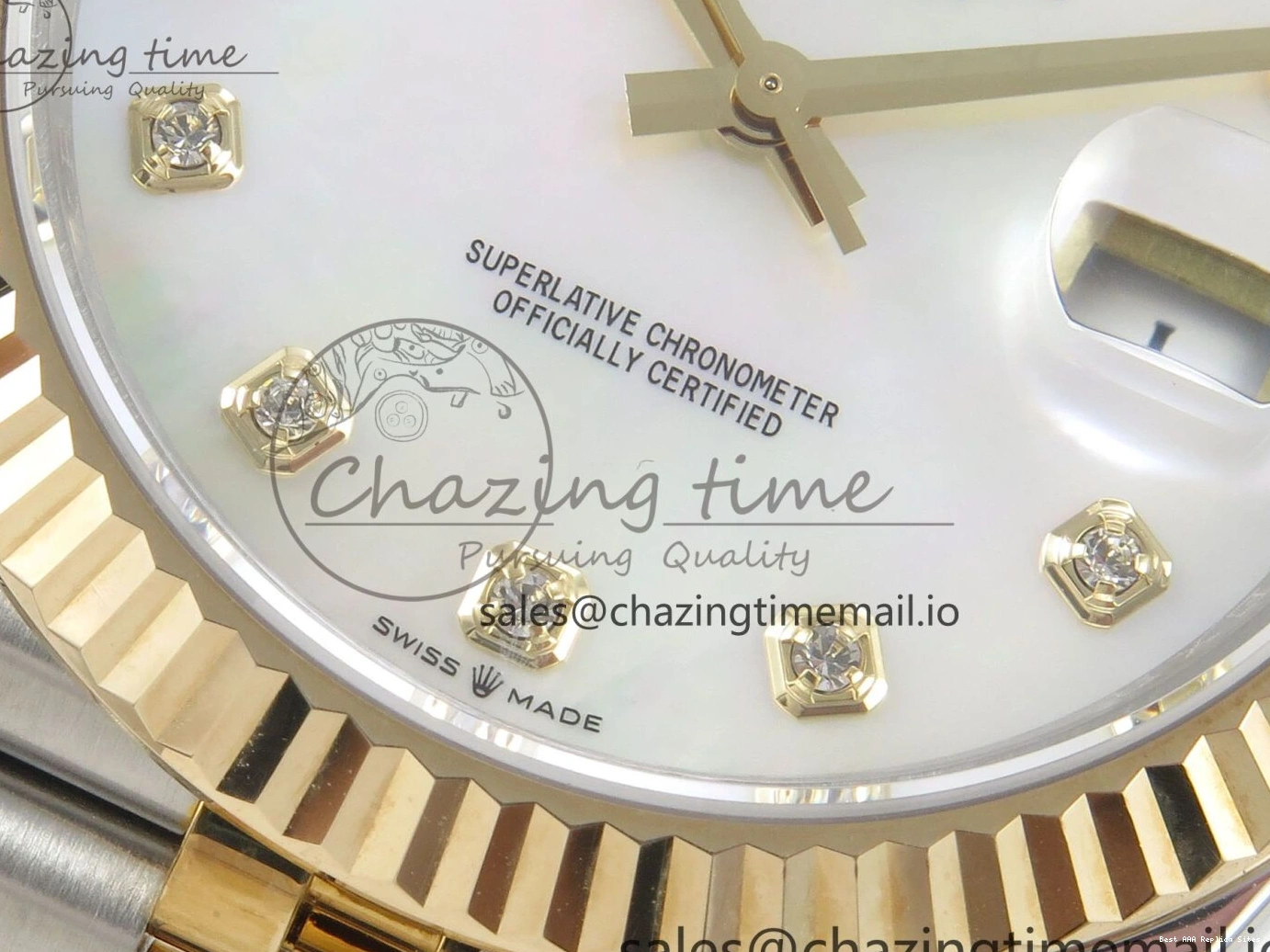 AAA Replica Watches on SS YG Dial DateJust SA Bracelet MOP 1:1 Jubilee Best White Diamond YG 299 Edition 3EF 41mm Chic SS 126333 0106